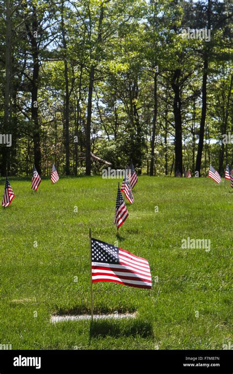 Memorial Day At Massachusetts National Cemetery Bourne Massachusetts United States Stock