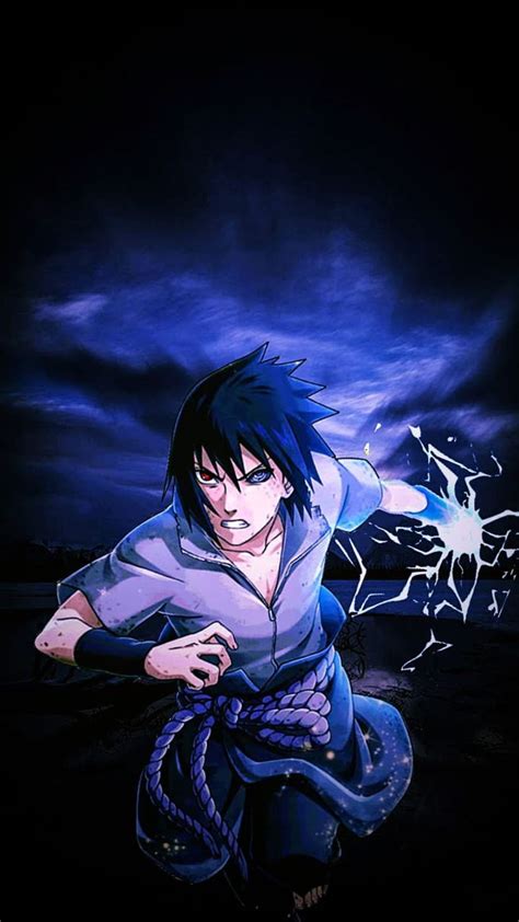 Blue Hair Sasuke Running In Dark Wallpaper Download Mobcup