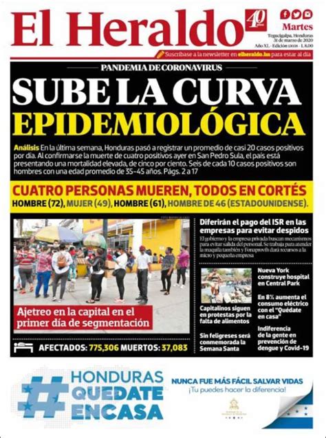 periódico el heraldo honduras periódicos de honduras edición de martes 31 de marzo de 2020