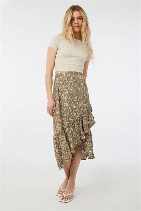 Printed Faux Wrap Maxi Skirt Ardene