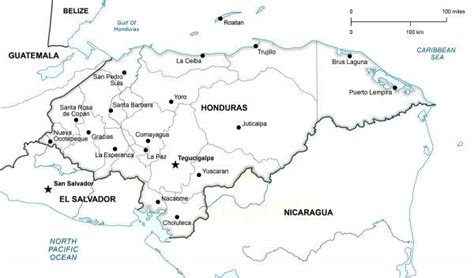 Mapa de Honduras para colorear departamentos con sus cabeceras y cómo