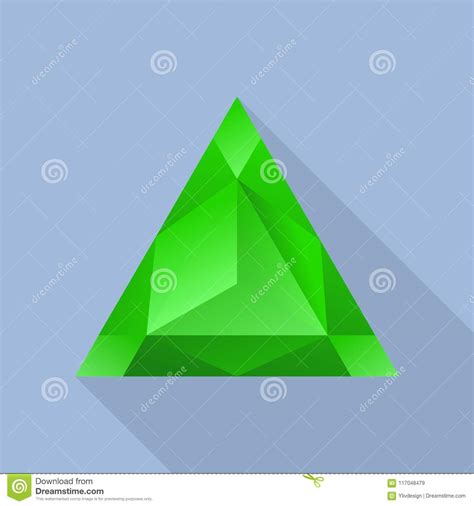 Triangular Emerald Icon Flat Style Stock Vector Illustration Of