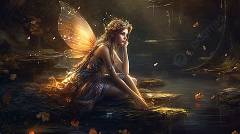 Fairy In Water By A River Background Beautiful Fairy Pictures Fairy Tale Cute Background
