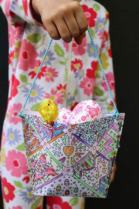 Kids Craft Print And Colour Easter Basket My Poppet Makes