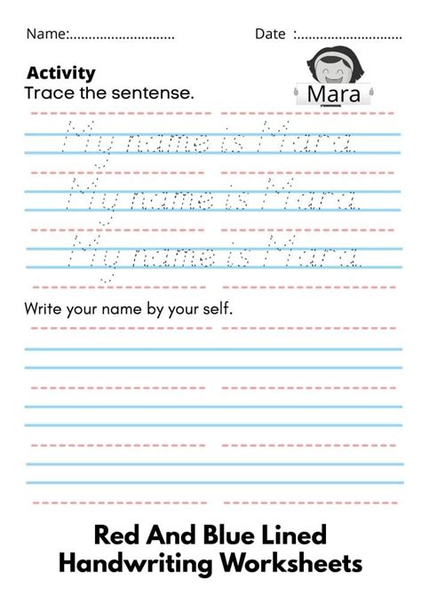 Red And Blue Lined Handwriting Worksheets Worksheets Go