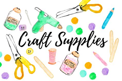 Watercolor Craft Supplies Clipart Education Illustrations Creative
