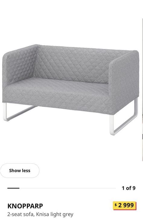 IKEA KNOPPARP 2 Seater Sofa Light Grey Furniture Home Living