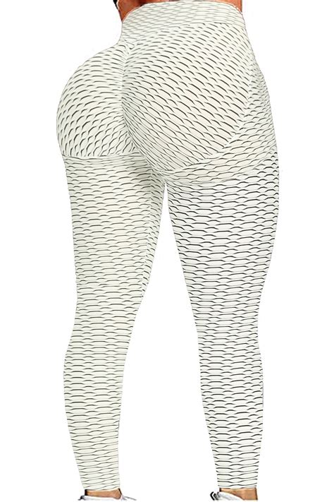Fittoo Sexy Women Booty Yoga Pants High Waisted Honeycomb Ruched Butt