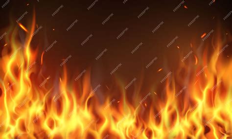 Premium Vector Fire Flames Burning Red Hot Sparks Realistic Abstract