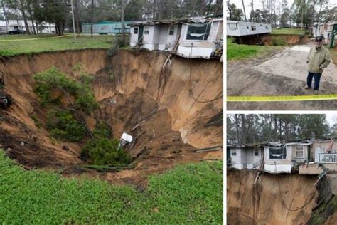 Huge Sinkhole Swallows Up Mobile Home In Tallahassee Florida Video
