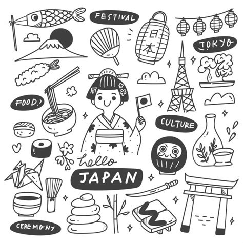 Premium Vector Japan Culture Doodle Set Doodle Art Designs Japanese Drawings Mini Drawings