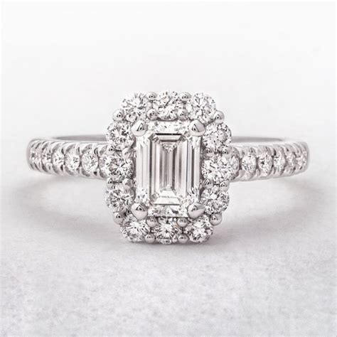 Diamonds 080ct D Vvs1 Gia Certified Emerald Cut 18ct Gold Halo Ring
