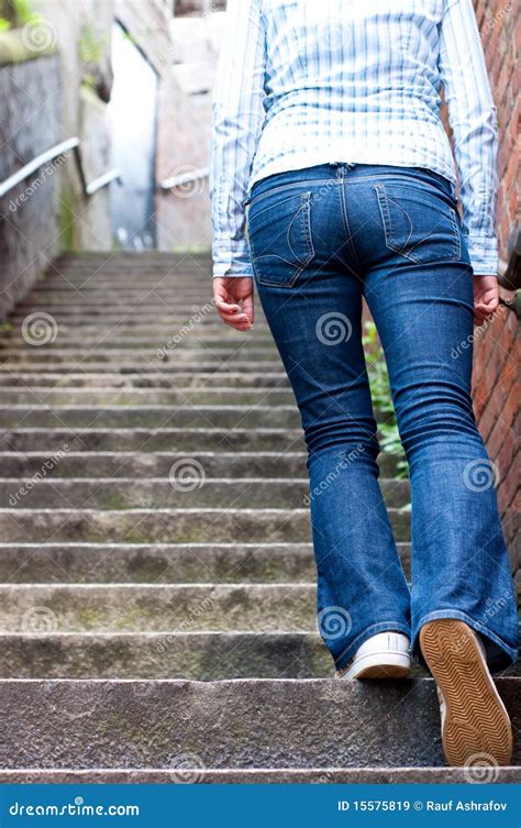 Young Woman Going Up The Stairs Royalty Free Stock Images Image 15575819