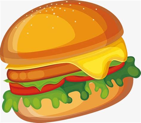 Burger Cartoon Clipart Vector Creative Cartoon Burger Vector Material