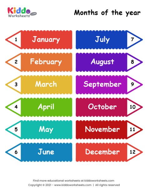 Free Printable Months Of The Year Worksheet Kiddoworksheets