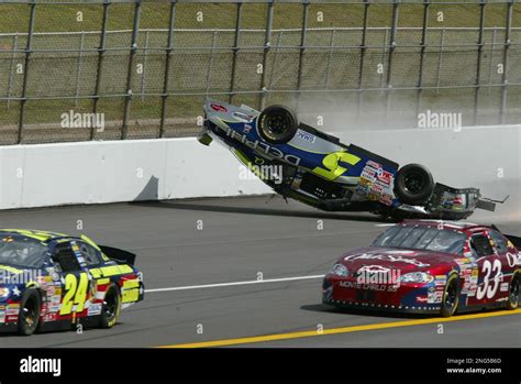 Driver Kyle Busch 5 Wrecks On The Back Stretch During The 27th Lap Of