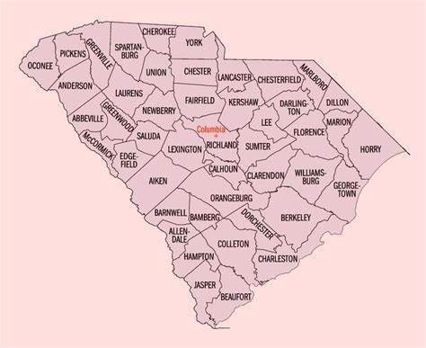 South Carolina Map With Cities Counties County Map Upstate South