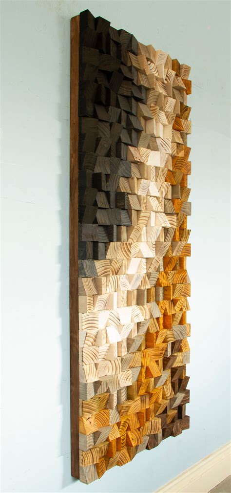 Acoustic Panel Wood Wall Art Sound Diffuser Wood Art Black Wood Wall