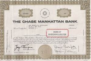 The Chase Manhattan Bank 1964 Stock Certificate