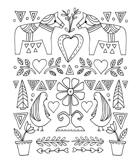 Folk Art Patterns Coloring Pages Sketch Coloring Page