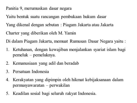 Rumusan Dasar Negara Piagam Jakarta Sinau