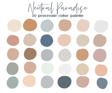 Neutral Paradise Procreate Color Palette Ipad Procreate Swatches Instant Download Colour