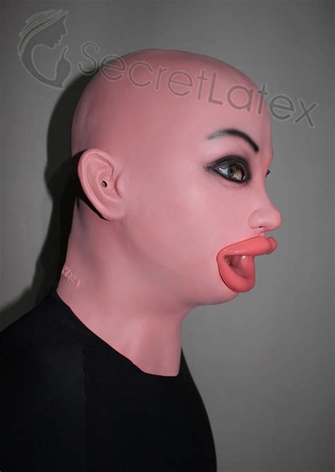 Latex Female Mask Cross Dress Transgender Rubber Doll Lips Mouth Toy