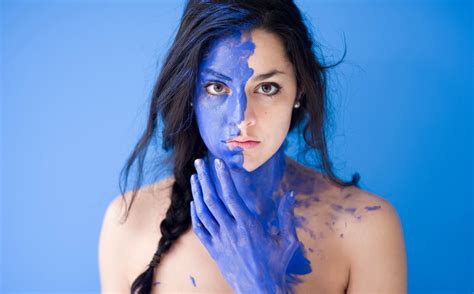 Face Women Model Body Paint Portrait Blue Wallpapers