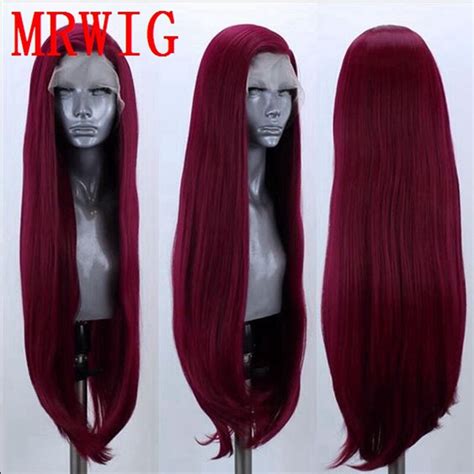 Mrwig Free Part 2030 Dark Burgundy Long Straight Heat Resistant Fiber