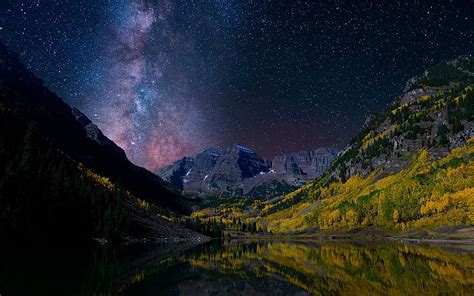 Hd Wallpaper Milky Way Landscape Night Stars Panoramas Star