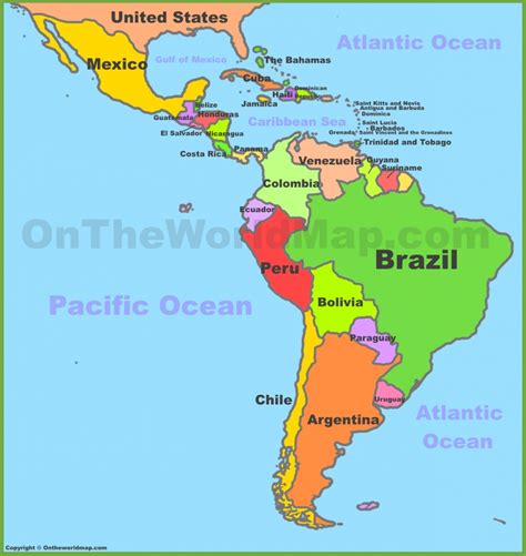 Political Map Of Central America And The Caribbean Nations At Mexico