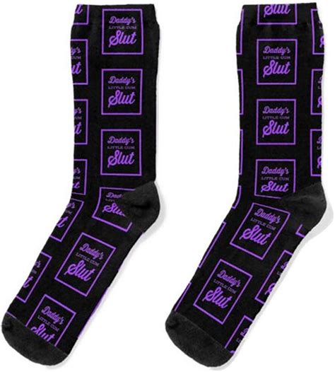 Daddys Little Cum Slut Purple Socks Pattern Socks Warm Crew Socks Casual Socks