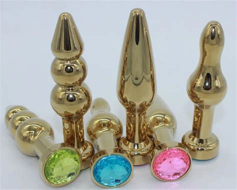Gold Jewelry Anal Plug Stainless Steel Metal Plated Plug Anal Beads Butt Sex Restraint Bondage