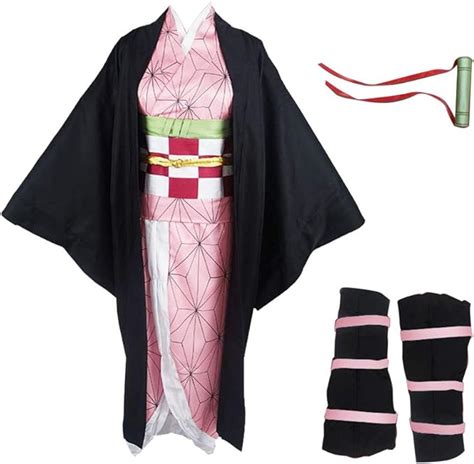 Agaruu Demon Slayer Nezuko Cosplay Full Accessories Set Japanese Kimono