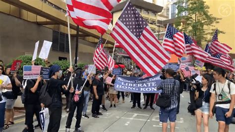 Hong Kong Defiant Protesters Wave American Flags Against Ccp