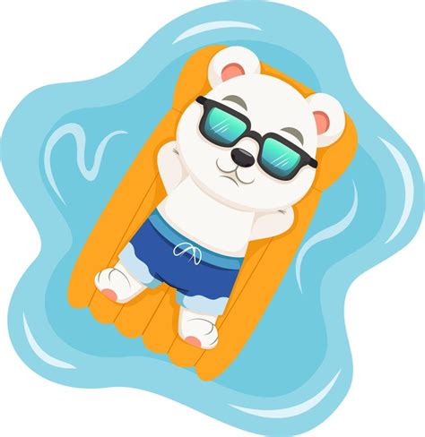 Cartoon Little Polar Bear Sunbathing With Sunglasses 8154164 Vector Art