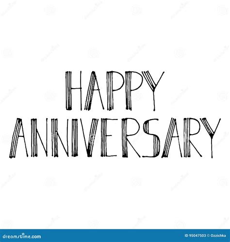 Hand Drawn Vector Lettering Happy Anniversary Phrase By Hand Vector