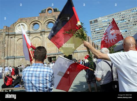Berlin Germany 01st Sep 2019 People With German And Polish Flags