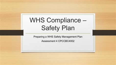 Whs Safety Management Plan V10