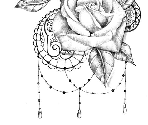 3 X Realistic Rose With Lace Tattoo Design Digital Download