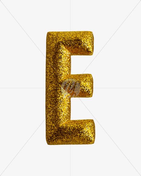 Letter E From Gold Glitter Font On Yellow Images Creative Fonts