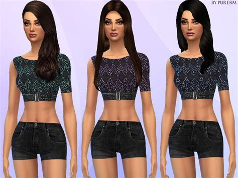 Puresims Casual One Shoulder Outfit Sims 4 Clothing Sims Sims 4 Blog