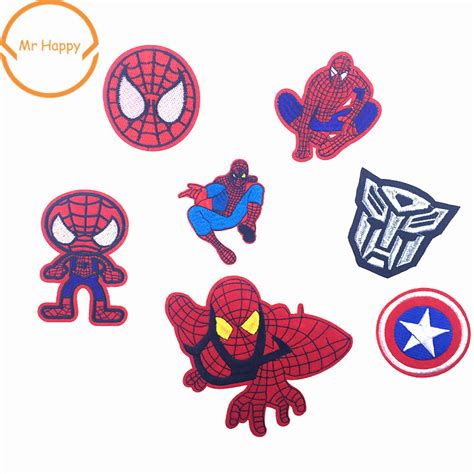 1pcs Spiderman Superhero Embroidery Iron On Patches Cartoon Fabric