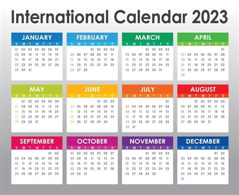 Colorful Calendar Year 2023 Vector Design Template Simple And Clean