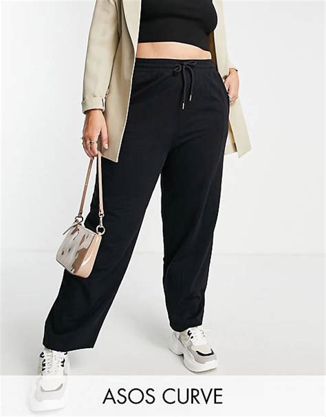 Asos Design Curve Straight Leg Sweatpants With Deep Waistband And