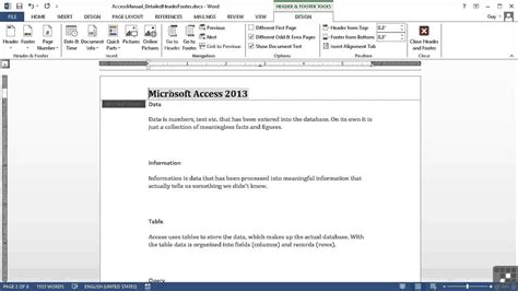 Microsoft Word 2013 Tutorial Different Headers And Footers On Odd And