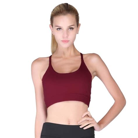 Womens Sport Bra High Impact Workout Gym Yoga Activewear Bras Style 2 Wine Red
