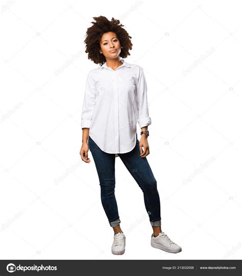 Young Black Woman Standing Full Body — Stock Photo