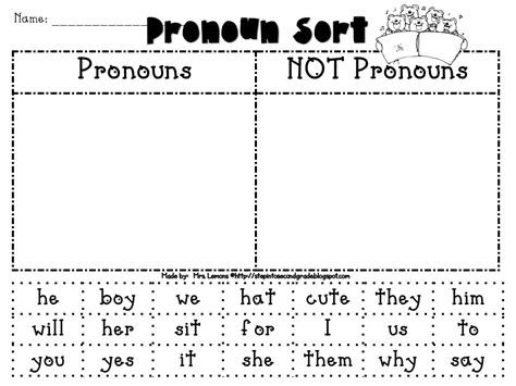 List Of Pronouns For Nd Graders