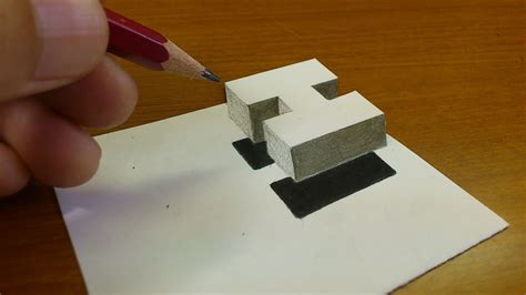 Very Easy How To Drawing 3d Floating Letter H Anamorphic Illusion